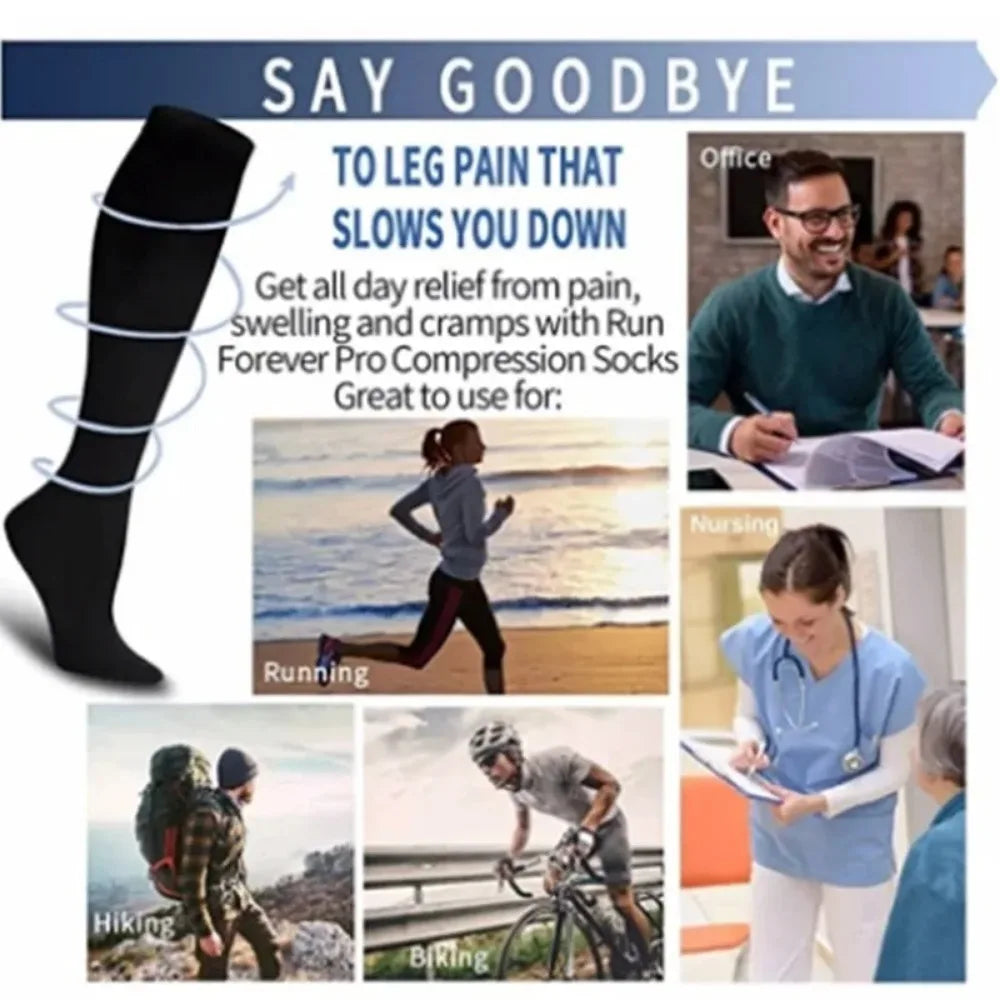 Men Compression Stockings Women Hiking Running Elastic Socks Sports Socks Flight Pregnancy Swollen Varicose Veins Marathon Socks