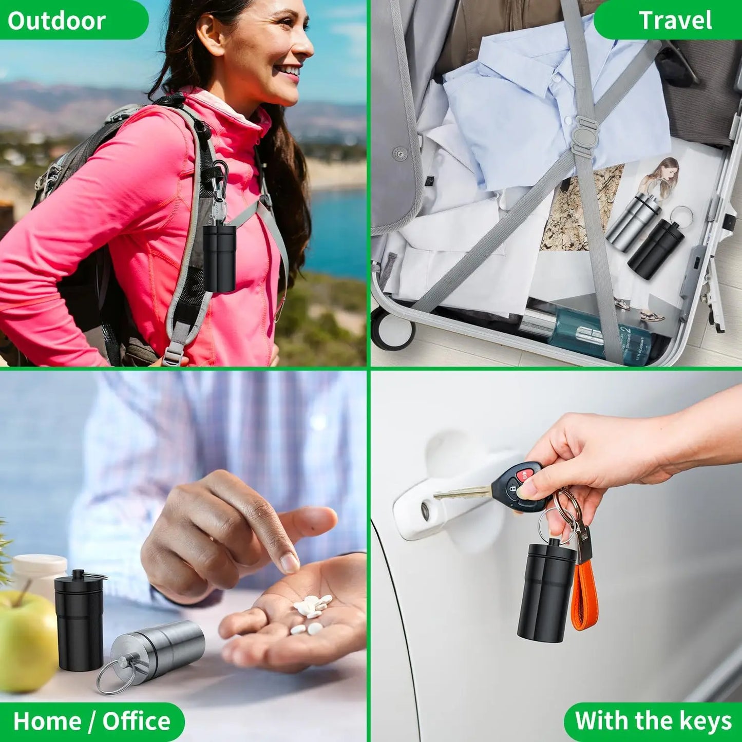Waterproof Pill Keychain Holder (2 Pack)