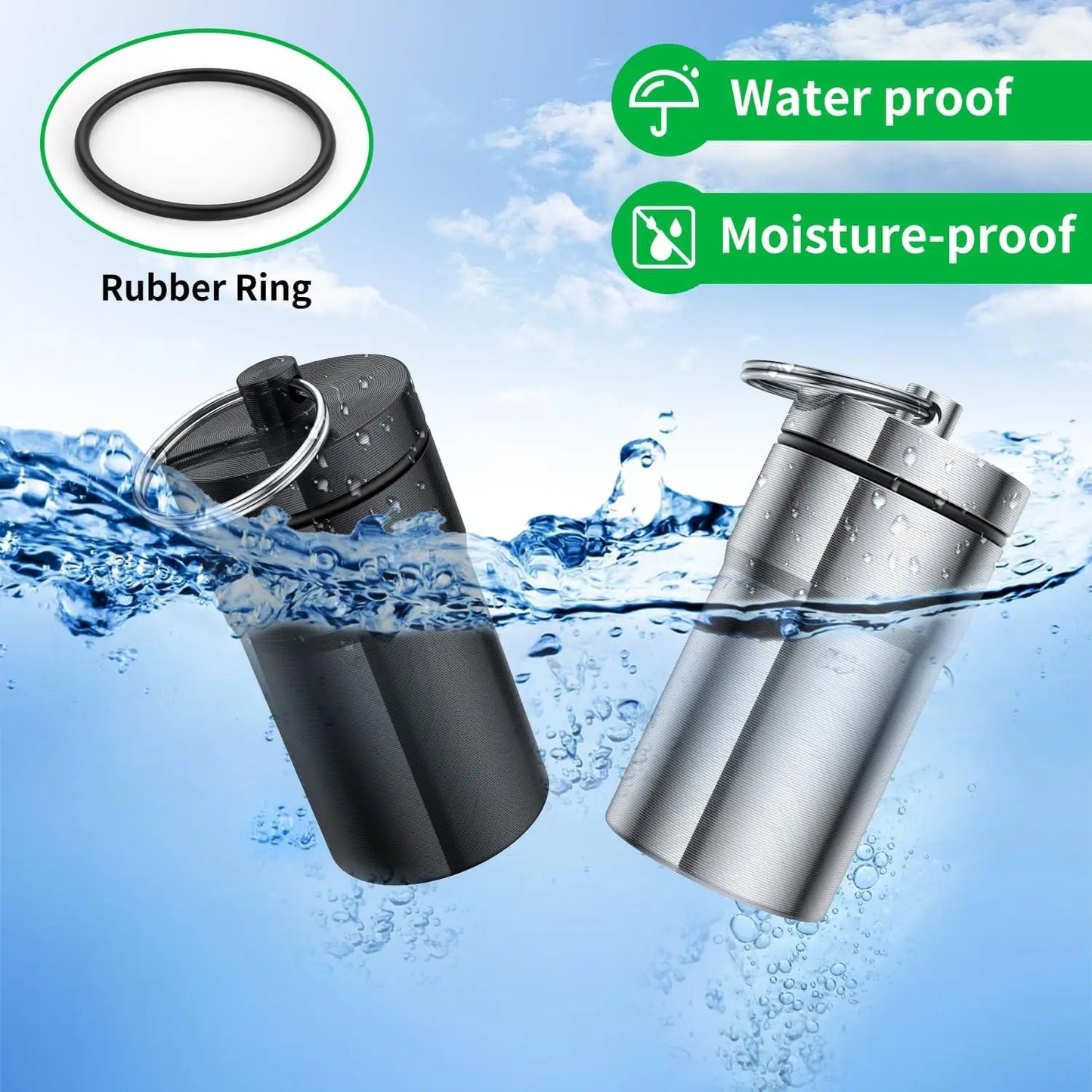 Waterproof Pill Keychain Holder (2 Pack)