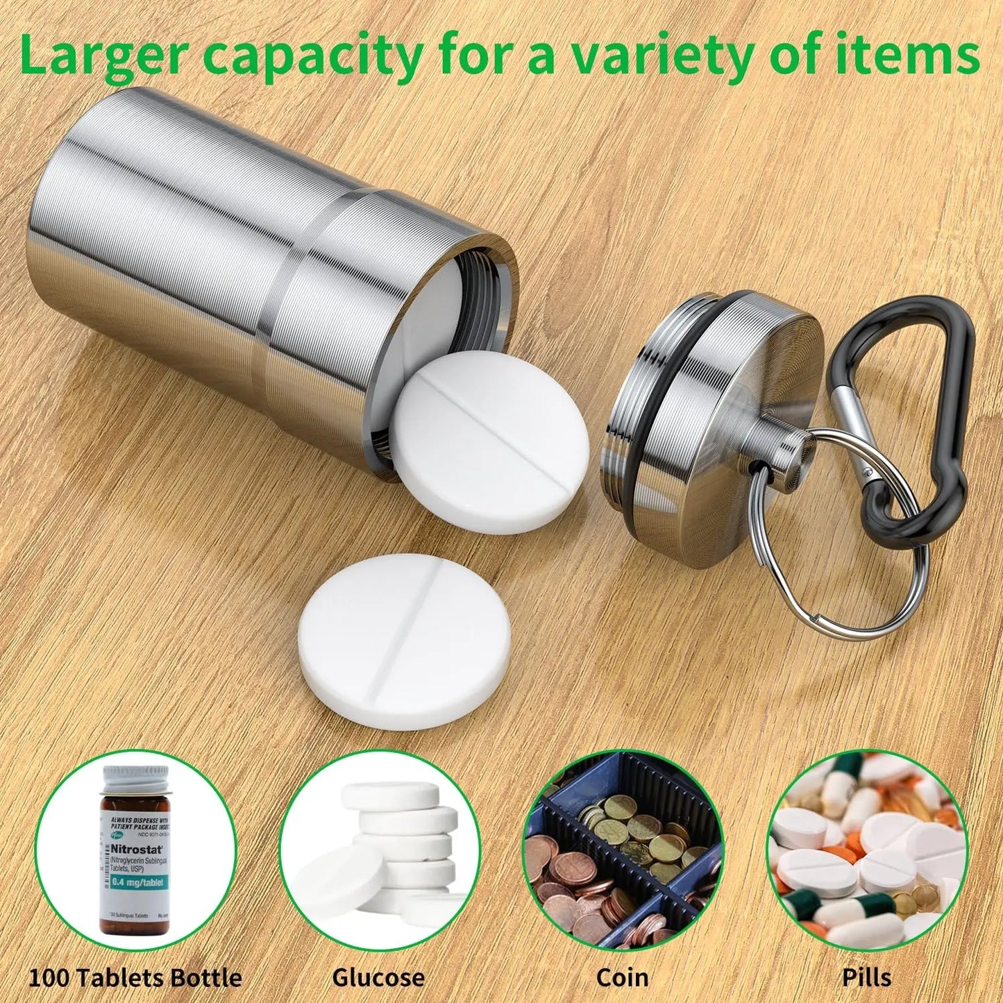 Waterproof Pill Keychain Holder (2 Pack)