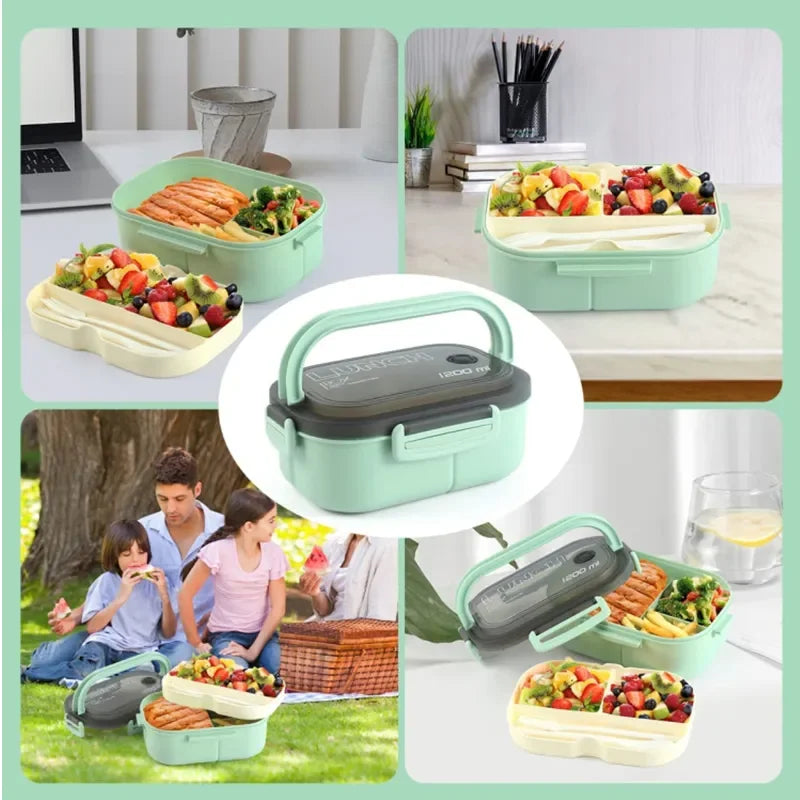 2-Layer Bento Lunch Box with Cutlery - Leak Proof