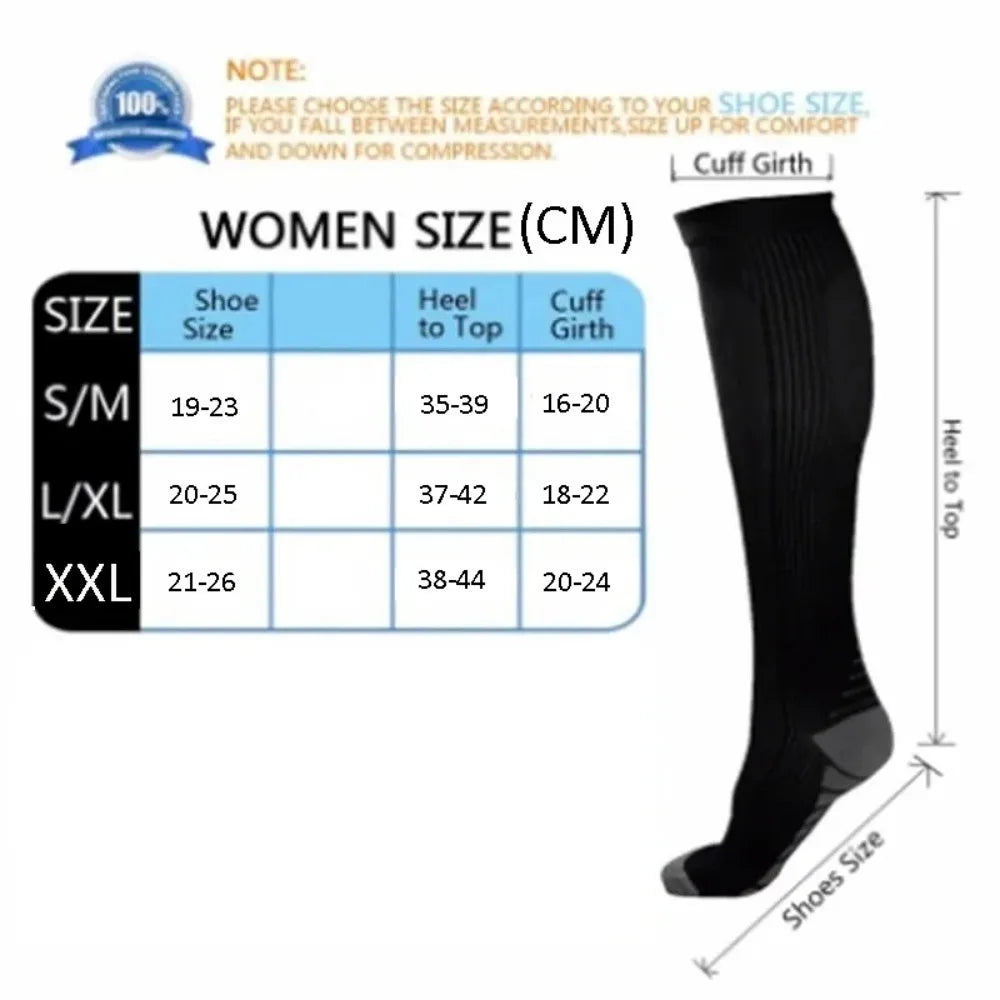 Men Compression Stockings Women Hiking Running Elastic Socks Sports Socks Flight Pregnancy Swollen Varicose Veins Marathon Socks