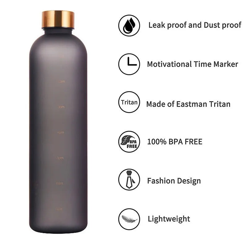 Motivational Water Bottle with Time Marker - 1L/32oz
